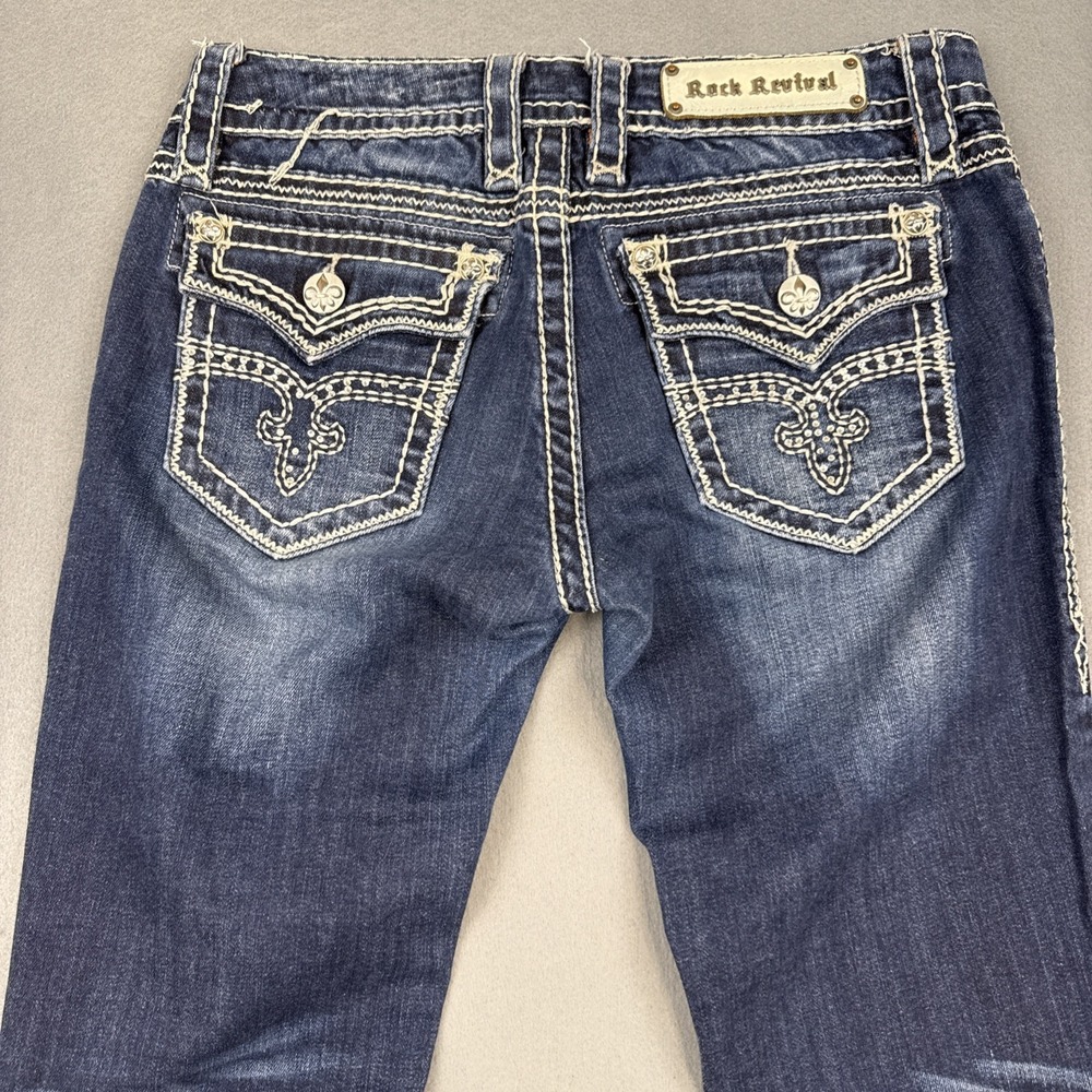 Rock Revival 'Shelly' Boot Jeans S 29/30 Dark Embellished Rhinestone whiskering